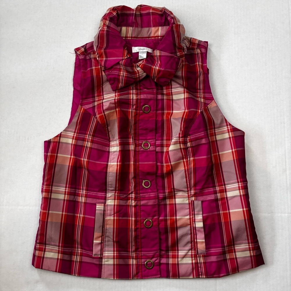 CJ Banks Women’s Vest‎ Plus Size X 14 Pink Orange Tan Light Weight Button Up